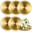 Nuogo 6 Pack Gold Tray Decorative Serving Decorative Gold Jewelry Bar Jewelry Dish Key Bowl Mirror Dresser Vanity Tray Makeup Organizer for Bathroom Candle Perfume Countertop(12 Inch)