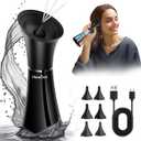 Electric Ear Wax Removal System, Water Powered Ear Cleaning Tool with Irrigation Flusher, 6 Tips, 4 Pressure Settings - Safe & Effective for Ear Wax Buildup Flushing and Cleaning (Dark Black)
