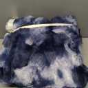 Amlie Home Faux Fur Throw Blanket for Couch, Ultra Soft Fuzzy Plush Bubble Throw for Sofa, Living Room & Home Decor, 50"x60", Tie-dye Blue