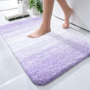 OLANLY Small Bathroom Rugs Mat 24x16, Extra Soft Absorbent Microfiber Bath Rugs, Rubber Backing, Quick Dry, Washable Bath Mat for Bathroom Floor, Tub and Shower, Home Decor Accessories, Light Purple