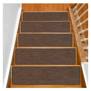 Stair Treads Non Slip for Wooden Steps Indoor 10" x 30" 8 Pack Extra Wide Stair Tread Carpet Stairs Runner, Step Pads with Reusable Adhesive for Dogs Kids Elders, Machine Washable, Brown