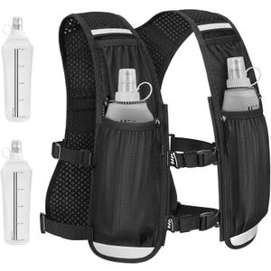 NOOLA Running Vest for Women Men, Lightweight Hydration Vest with Dual 500ML Soft Flasks, Water Backpack Hydration Pack, Adjustable Running Tail Chest Bag for Hiking Race Marathon Cycling (Black)