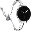 CrocSee Stainless Steel Band Compatible with Samsung Galaxy Watch 7 6 5 4 40mm 44mm/Watch 6 Classic 43mm 47mm/Watch 4 Classic 42mm 46mm/Watch 5 Pro 45mm, Slim Minimalism Bangle Bracelet for Women (Silver)