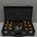 Chinese Zodiac Whiskey Glasses Set of 12 and Dragon Handle Wine Splitter Set, Crystal Glass Whiskey Liquor Cups, Zodiac Animal Head Triangular Stability Cup Base Holder, PU Suitcase Packed