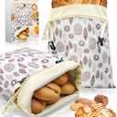 QCCTPUU Reusable Beeswax Bread Bags with Zipper, Sourdough Bread Storage Bags for Homemade, Keep Bread Fresh, Natural Beeswax & Cotton Liner, Freezer-Safe Baguette Bag 17"×13", 2 Pack