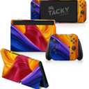 Tacky Design Abstract Colorful Skin Compatible with Nintendo Switch OLED Skin Wrap Cover, Twistings Space Skin for Nintendo Switch OLED Stickers, Premium Vinyl 3M Full Wrap Decal