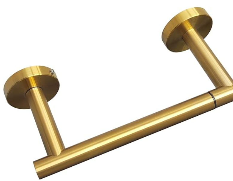 Gold Toilet Paper Holder Pivoting Tissue Roll Holder Stainless Steel Toilet Paper Organizer Rotating Round Toilet Paper Hanger for Bathroom Kitchen Modern Wall Mount Design