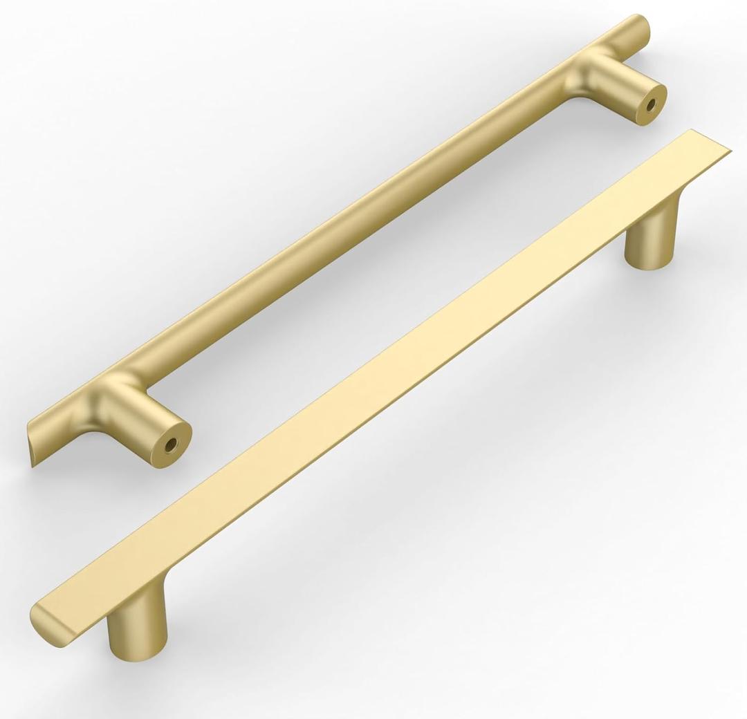 Amerdeco 6 Pack Brushed Gold Cabinet Pulls 12.6 Inch(320MM) Hole Centers Gold Kitchen Cabinet Handles Cabinet Hardware Kitchen Handles for Cabinets Cupboard Handles Drawer Pulls ZH0028