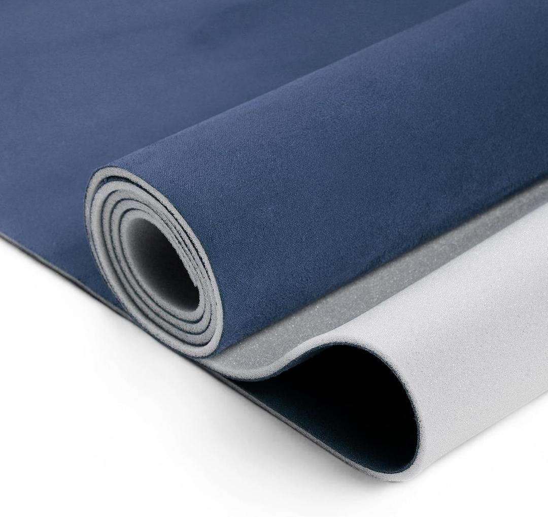 Suede Fabric 160G Headliner Fabric 59.84"L x 59.84"W Interior Trim DIY Roof Repair Replacement Foam Backing for Car RV SUV Automotive Blue 1 Pcs
