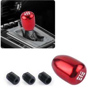 Car Gear Shift Knobs,Stylish Aluminum Alloy Manual Shift Knob 5 Speed for Car Decorations & Comfortable Touch,Universal Car Accessories Interior Stick Shift Knob with 3 Adapters (Red)