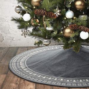Dremisland Luxury Cable Knitted Thick Rustic 36" Round Grey Christmas Tree Skirt with Snowflake Xmas Tree Farmhouse Decor (Gray)