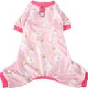 Dog Pajamas, Soft Stretchy Pet Pajamas for Small Medium Dogs - Cute Dog Pajama Onesie with Swan Print, Breathable & Stretchable Dog Pjs for Summer (Pink, L)