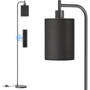SIBRILLE Floor Lamp with Linen Shade, Dimmable Tall Standing Lamp with Remote Control & 3 Color Temperatures, Modern Floor Lamps for Living Room Bedroom Office Corner, 9W LED Bulb Included
