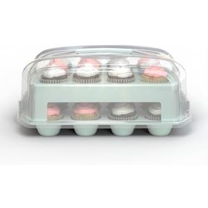 Top Shelf Elements Cupcake Carrier, Green Cupcake Holder Carries 24 Standard-Size Cupcakes, Muffin Traveler Two Tier Stand Reusable Cupcake Box