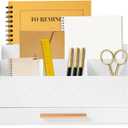 Mail Organizer Countertop Kitchen-White Mail Holder Countertop Drawers Wood Desk Drawer Tabletop Storage Organization Pen Holder Letter Sorter Makeup Organizer for School Home Office Supplies