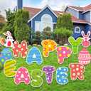 WorldBazaar 15 Pcs Happy Easter Signs With Stakes Easter Decorations Outdoor Waterproof Yard Decor For Garden Wall Tree Pathway Walkway