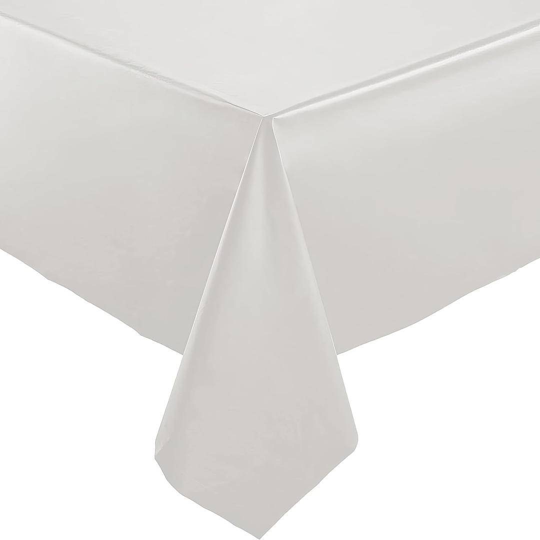 Blue Sky Silver Plastic Tablecloth for Rectangle Tables- 54"x108", Party Table Cloth Disposable (1 Count) | Premium Silver Tablecloth for 6 to 8 Foot Tables at Parties, Weddings, Birthdays & More