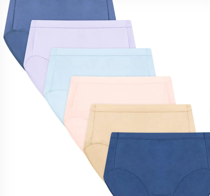 Hanes Womens Organic Cotton Pack, Comfortsort Underwear,  Hipster Panties, Assorted Colors, 6pack Hipsters, 7 US Large