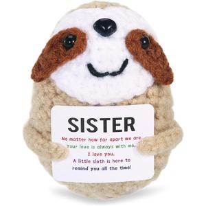 2 x Sisters Gifts from Sister Emotional Support Crochet Sloth for Sister Anniversary Birthday Christmas Easter Graduation Gift and Christmas Stocking Easter Basket Stuffer