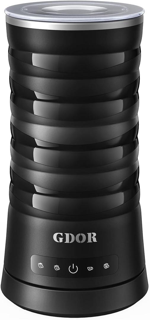 GDOR 4 in 1 Milk Frother and Steamer, 10oz Milk Steamer, Cold Foam Maker, Hot Chocolate Maker, Frother for Coffee, Latte, Cappuccino & More, Black
