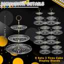 Patelai 8 Packs 3 Tier Crystal Acrylic Clear Cake Stand with Gold Round Holder Acrylic Cupcake Stand Holder for Home Wedding Holiday Birthday Baby Shower Tea Party (Clear)
