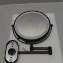 8" LED Wall Mounted Makeup Mirror Black, Upgrade Auto Off LED Shaving Mirror Touch Screen Adjustable Light Double Sided 1X/5X Magnifying Powered by 4 x AAA Batteries (Not Included) 1X/5X