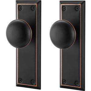 Dummy Door Knob Interior, Inactive Door Knobs for Closet, Antique Bifold Door Knobs Replacement, Single-Side Dummy Old Style Door Handle, Oil Rubbed Bronze, 2 Pack (Dummy(2 Pack))