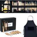 TEMONTIAN Pottery Tool KitClay Sculpting Tools,43 Pcs Double Sided Pottery Wheel Tools for AdultsPottery Carving ToolsPottery Kiln Tools at HomeCeramics Tools Set with Carrying Case Bag and Apron (BLACK)