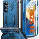 FNTCASE for Samsung Galaxy S25-FE Case: with [Built-in Screen Protector & Kickstand] [Military-Grade Drop Protection] Heavy Duty Protective Full Body Shockproof Rugged Sturdy TPU Phone Cover Blue