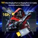 16K Mini DisplayPort to DisplayPort 80Gbps 2.1 Cable, [16K@60Hz, 8K@120Hz, 4K@144Hz/240Hz] HDR, DSC, G-Sync FreeSync, Mini DP for Laptop MacBook iMac Monitor (6.6FT)
