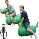 QPAU Inflatable Bouncy Dinosaur Toys 2 PCS with Hand Pump, Heavy Duty Giant Bouncy Pal, 220lbs Load Capacity, Ride On Bouncy Animal Hopper Toy, Indoor Outdoor Bouncers for Kids Girls Boys Ages 5+