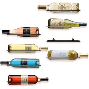 FLstudio Wall Mounted Wine Rack: 8 Bottle Wall Mount Wine Rack for Wine Bottles Display and Storage - Metal Wall Wine Bottle Organizer Holder for Wine Cellar Home Kitchen Bar Decor