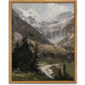 KBKBART Vintage Frame Canvas Wall Art for Living Room, Landscape Home Decor Mountain Valley Painting Artwork Prints Bedroom Wall Decor (8"L x 10"W)