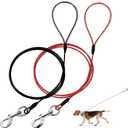 Chew Proof Dog Leash,6FT Metal Cable Lead,Heavy Duty Leash Made of Coated Wire Rope,Chew Resistant,Great for Large Dogs and Teething Puppies (Black+Red, 6FT)