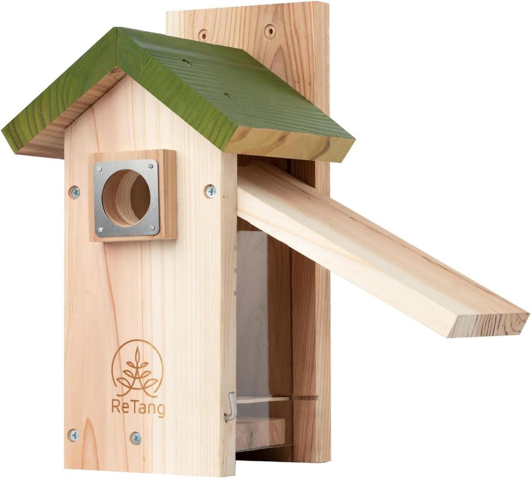3/4 Thick Cedar Bird Houses with Metal Predator Guard, Nesting Box Birdhouse for Easy Cleaning, Bird Box for Outdoor Swith Viewing Window, Outdoor Wild Bird Watching, Swallow Wren Chickadee