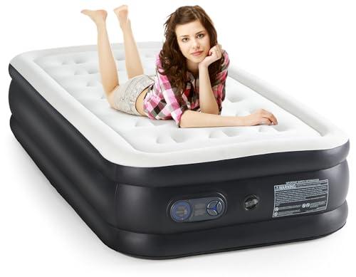 Sweetcrispy Twin Air Mattress - 18" Inflatable Blow Up Airbed with Built-in High Capacity Pump, Double Height, Non-Slip Bottom Design, Weight Capacity 660 lbs Air Bed for Home or Camping