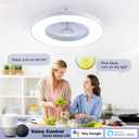 24" Bladeless Ceiling Fans with Lights and Remote/APP/Voice Control, Low Profile Ceiling Fan with RGB Lights, Enclosed Flush Mount Ceiling Fan for Kid's Bedroom/Living Room