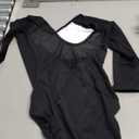 KUKOME Ballet Dance Leotards for Women, Teen, Girls Dance Bodysuit 3/4 Sleeve Leotards (Large (High:155-160cm), Black)