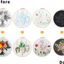 Nuberlic 4 Pack Embroidery Kit for Beginners Cross Stitch Kits Needlepoint Kits for Adults, Include 4 Embroidery Hoops, 4 Embroidery Cloth with Pattern, Color Threads and Needles