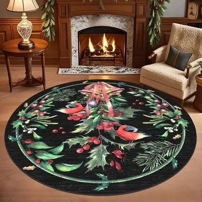Yinhua Christmas 5x7 Area Rugs for Living Room, Xmas Tree Washable Rugs for Bedroom, Vintage Non-Slip Large Area Rug Soft Christmas Floor Carpet for Kid Room Office Holiday Winter Decor, Red