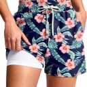 G Gradual Women's Swim Shorts 4" Quick Dry Board Shorts with Boxer Liner Deep Pockets Trunks for Water Fun, Beach, Surf, Pool, Size M