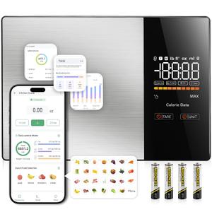 KUAIVO Smart Nutrition Food Scale with LED Display, Tracks Calories, Fat, Carbs & Protein via App, 1g Precision Digital Kitchen Scale for Healthy Eating & Meal Prep