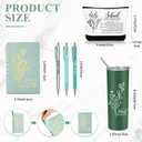 Funnymoom 6 Pcs School Counselor Appreciation Gift Set for Women Thank You Gifts 20 oz Boho Flower Tumbler Makeup Bag Journal Ballpoint High School Teacher Educator Work(Green, Counselor)