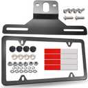 BGGTMO Trailer License Plate Bracket Holder- ATV/RVs/Boat/Jet Ski Utility Trailer Metal Car Tag Frame and Black Aluminum Cover Mounting Kit with Screw Caps