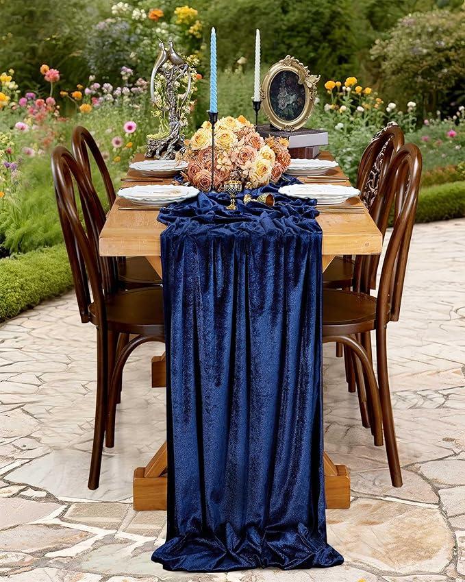 Black Velvet Table Runner 29 x 120 Inches Luxurious Soft Velvet Fabric Christmas Wedding Runner for New Year Home Decorations