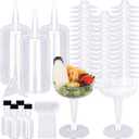Whaline 50 Set 4Oz Plastic Charcuterie Cups with Mini Alcohol Bottles Sporks Liquid Funnels Disposable Clear Stemmed Glasses Champagne Cups for Wedding Birthday Party