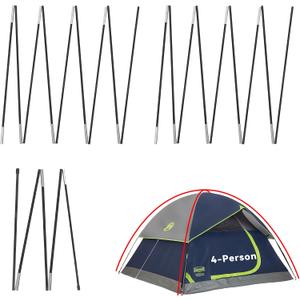 Upgraded 3 PCS Replacement Tent Poles for Coleman 4 Person Sundome Camping Tent, Camping Tent Accessories for Coleman Camping Tent, Pre-Assembled Fiberglass Replacement Pole Set