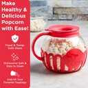 Ecolution Patented Micro-Pop Microwave Popcorn Popper with Temperature Safe Glass, 3-in-1 Lid Measures Kernels and Melts Butter, Made Without BPA, Dishwasher Safe, 3-Quart, Red