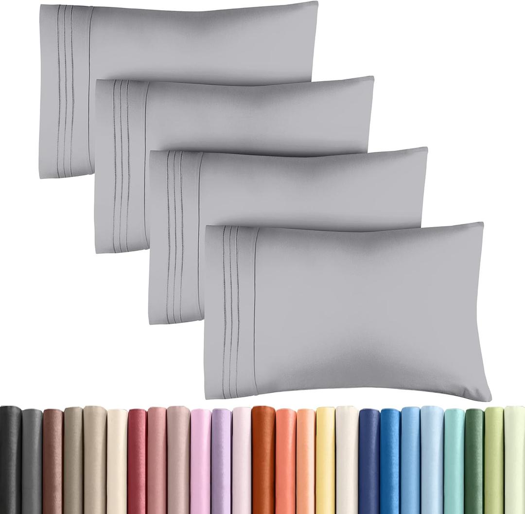 Queen Pillow Cases Set of 4 - Ultra Soft Hotel Quality Pillowcase Covers - Comfy, Cozy & Wrinkle Free - Shrink, Stain & Fade Resistant - Machine Washable Pillow Protectors - 4 Piece Set - Steel Blue
