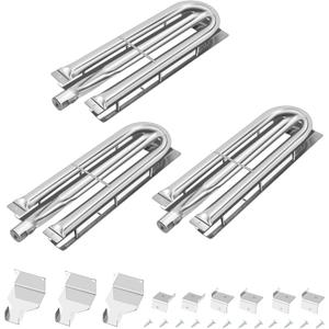 Stainless Steel Burner Tube Gas Grill Replacement Parts for Select Viking VGBQ 41 in T Series, VGBQ 53 in T Series, VGBQ 53" T Series and Other Grill Models, 21.875" x 6.125", Pack of 3